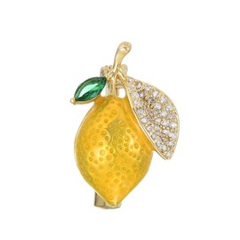 UNVAK Lemon Brooch Rhinestones Lemon Brooch Pin Fruits Jewelry Gift for Women Girls