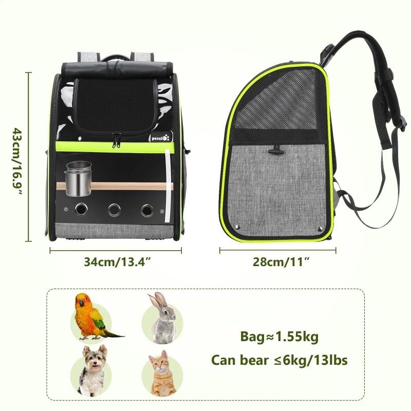 Pecute Bird Carrier Backpack, Parrots Bird Backpack with Visible Window,
