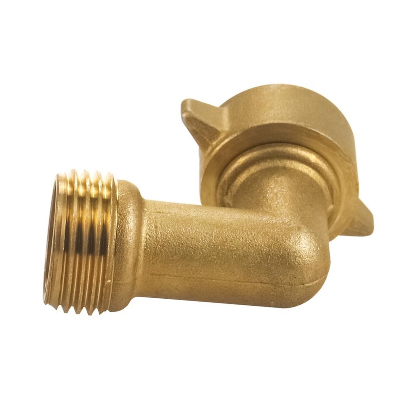 Garden Brass Hose Connector, 90° Elbow Adapter, 3/4" Male to