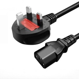 UK 3 Pin Kettle Lead Power Cable IEC C13 to BS1363 Plug 1.5M 5FT 6FT AC Mains Power Cord 13A 250V for PC Computer Monitor TV Printer Laptop Power Supply Black (1, 1.5M)