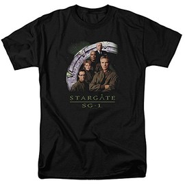 Stargate SG-1 Science Fiction Television Series Cast Stacked Adult T-Shirt Tee Black
