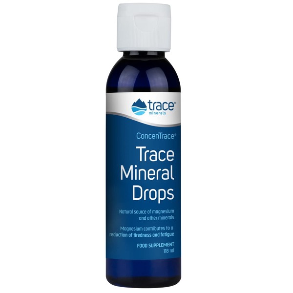 Trace Minerals ConcenTrace Drops | 72+ Minerals, Ionic Liquid Magnesium, Chloride, Potassium | Low Sodium Content | Energy, Electrolytes, Hydration (118 ml)
