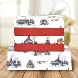 Elegant Comfort Luxury Soft Bed Sheets Holiday Pattern 1500 Premium Hotel Quality Microfiber - Softness Wrinkle and Fade Resistant (6-Piece) Bedding Set, Cal King, Bungalow