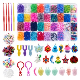 LauCentral Loom Twist Bands Kit, 2300+ Premium Quality in 30 Unique Colors with Other Accessories and Durable Storage Box, Kids Girls Elastic Bracelet Making Set as Present, TY009C-RLUKZD, Colourful