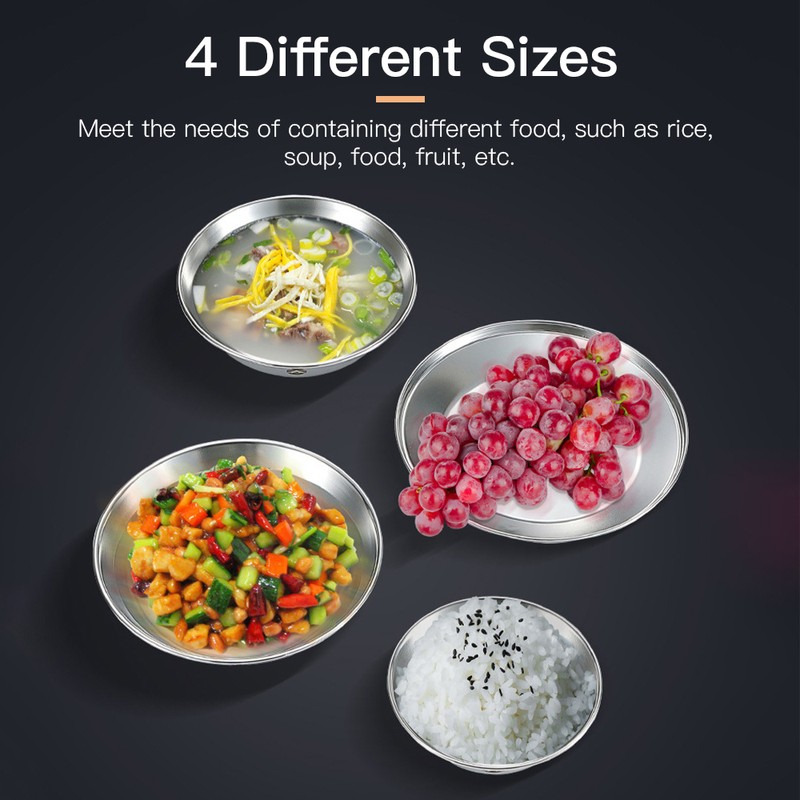 8pcs Stainless Steel Plates and Bowls Set Camping Dinner Dish