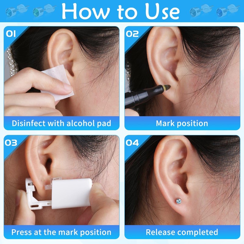 10 Packs Self Ear Piercing Kit, Evatage Home Piercing Kit