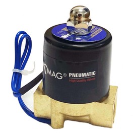 AOMAG Válvula solenoide eléctrica de 3/8 pulgadas 12 V CC, junta VITON, aire, gas, combustible normalmente cerrado