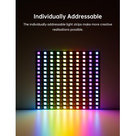 CUQI WS2812B LED Strip, Individually Addressable 5050 SMD 256 RGBIC LED Strip for DIY Design and Home Decoration (300LEDs/5M, White)