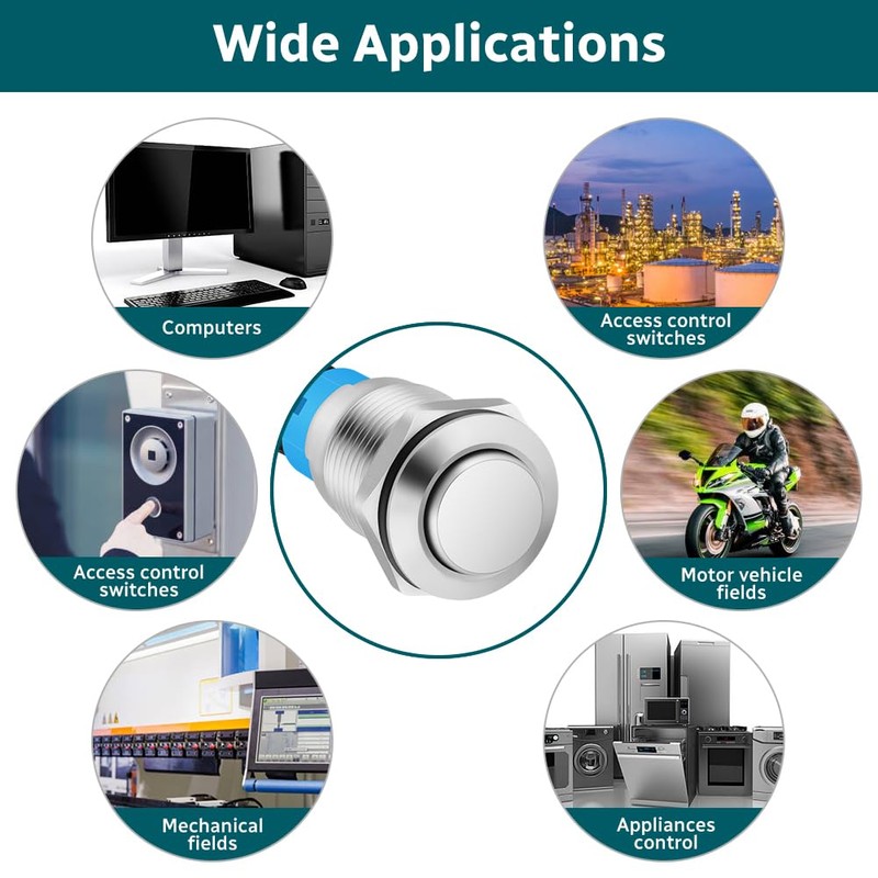 HOTUT 6 Pieces 12 mm Latching Push Button Switch, Waterproof