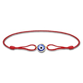 Lucky Charms USA Red String Sliding Knot Evil Eye Bracelet for Protection, Mal De Ojo, Unisex, Adjustable Size 4" to 7.5" Inch Wrist