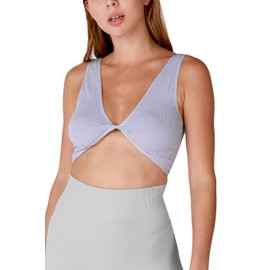 NIKIBIKI Women Seamless Reversible Twist Bra Top, One Size (Ice Blue)