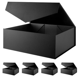 JINGUAN 19.2x15.8x7 Inches, 5 Extra Large Gift Boxes with Lids, Black Gift Boxes with Magnetic Closure, Groomsmen Proposal Boxes, Giant Gift Boxes for Clothes and Large Gifts (Matte Black)