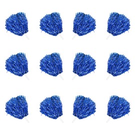 Pack of 12 cheerleading pom poms, metallic cheerleader pompoms, bright metallic cheers ball for sporting events, ball games, dances, carnival parties, blue