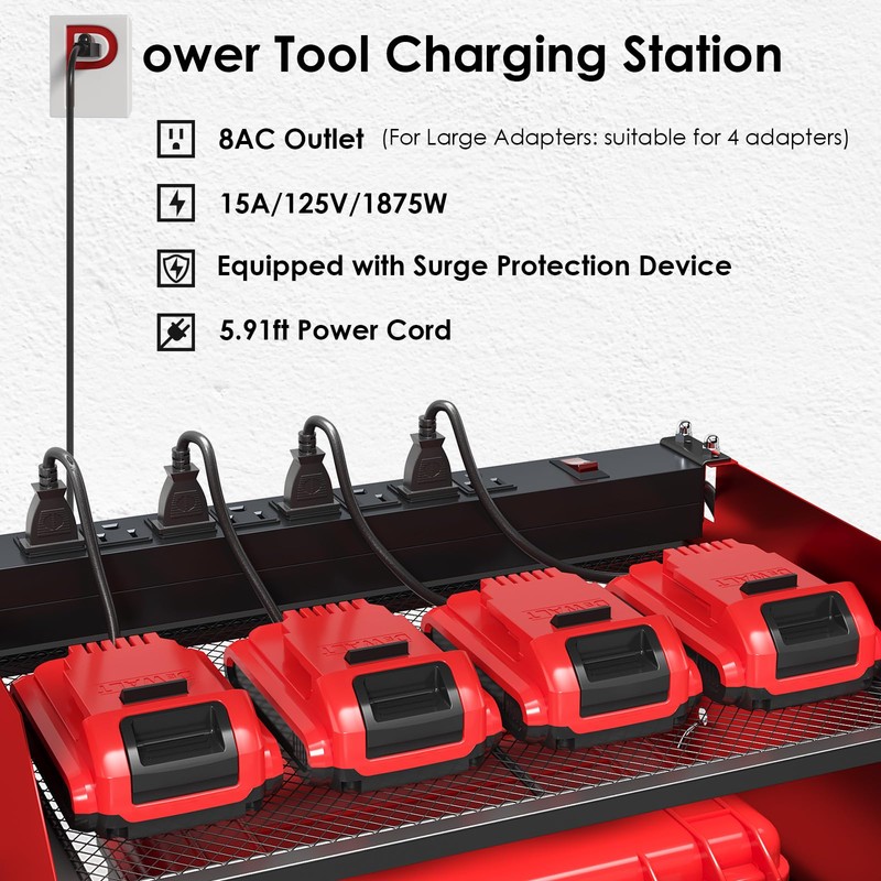 TLGREEN Power Tool Organizer Wall Mount with Charging Station, 4