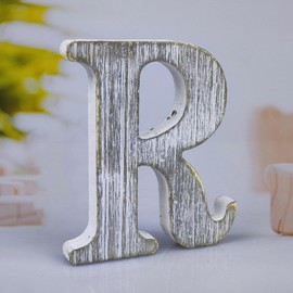 WOODOUNAI 6 Inch Wood Letters Unfinished Rustic Wood Letters for Wall Decor Decorative Standing Letters Slices Sign Board Decoration for Craft Home Party Projects (R)