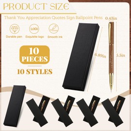 PerKoop 10 Pcs Thank You Gifts Inspirational Ballpoint Pens with Gift Boxes Bulk Appreciation Party Favors for Employee Coworker Teacher Clergy Friends Gifts Office Supplies(Natural,Mixed)