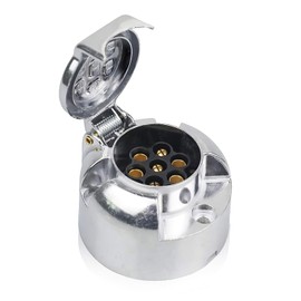 Yuanjoy 7-Pin Trailer Socket Metal Adapter for Cars, Trucks, Vehicles, Agricultural Vehicles, Tractors, Caravans, Bicycle Carrier Plug