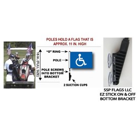 SSP Flags Handicap Golf Cart Flag EZ Stick On & Off Suction Cup Bracket