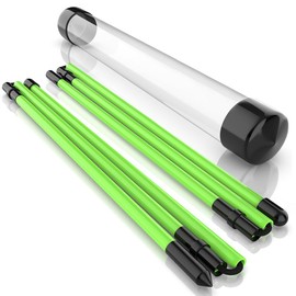 SLinBeiBy 2 Pack Premium Golf Alignment Sticks, 48 Inches Fluorescent Green Golf Training Aid for Aiming, Putting, Full Swing, Collapsible Golf Swing Trainer with Clear Tube Sleeve for Easy Carrying