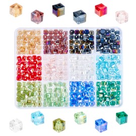 PH PandaHall 360pcs 12 Colors Plated Faceted Cube Electroplate Glass Beads for Necklace Jewelry Making ( 6 x 6mm, Hole: 1mm )