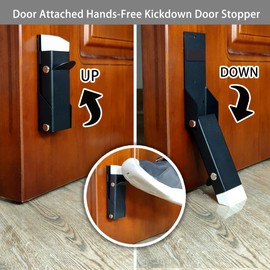 Self Adhesive Door Stopper No Drilling, Hold Open Holder, Bottom Stoppers, Kickdown Stop, Rubber Doorstop, Mount Wedge Catch, Easy Install (2 Pack)