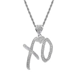 Unisex High Hip Hop XO Letter Pendant Necklace, New 2026 Rock Rapper Fashion Cubic Zirconia Exaggerate Pendant with Rope Chain Fashion Trendy Accessories Creative Gift（Silver）