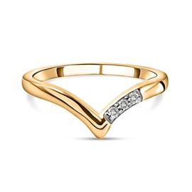 TJC White Diamond Wishbone Ring for Women Size K with Prong Setting in 18ct Yellow Gold Plated 925 Sterling Silver April Birthstone Metal Wt. 1.64 Grams
