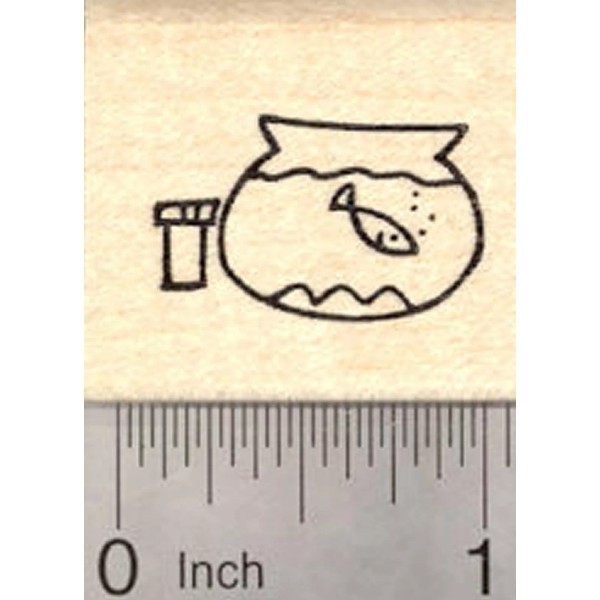 RubberHedgehog Fish Bowl Stick Figure Rubber Stamp D21217 WM