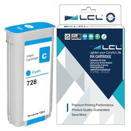 LCL Compatible with HP 728 Cyan 130-ml Ink Cartridge (F9J67A) Replacement for HP DesignJet T830 MFP & T730 Large Format Plotter Printers
