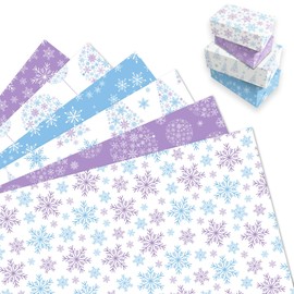 MORAINJAY 12 Bögen Weihnachts Geschenkpapier, Blau Lila Schneeflocke Weihnachtsbaum, Geschenkpapier für Mädchen, Kinder, Geburtstag, Winter, Weihnachten, 68 x 50 cm