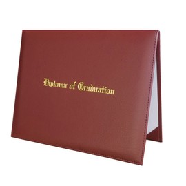 Certificate Cover Imprinted "Diploma of Graduation" Faux-Leather Diploma Holder 8.5" x 11" Grad Days(Maroon)
