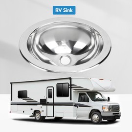 Stainless Steel Round Sink, Mirror Polished Drop In Bar Sink, 40mm Drain Hole, Ideal for RVs, Campers, Yachts, Boats, Kitchens, 11.02x8.27x4.72in, Versatile Usage