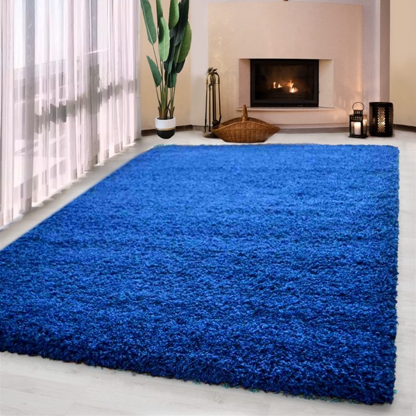 UETIAN Luxurious Shaggy Rugs Soft Extra Thick Area Rugs Heavy 5cm Dense Pile for Living Room Bedroom Hallway (Navy Blue, 120 x 170cm)