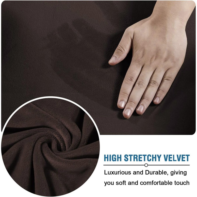 H.VERSAILTEX Real Velvet Plush 3 Piece Stretch Sofa Covers Couch