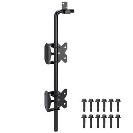 Heavy Duty 18 Inch Cane Bolt Gate Drop Rod Gate Stopper Hardware, Wooden Fence Latch for Gates, Metal Gates Doors Stopper for Gate Ground, Wrought Iron Gate Latches, Black Finish, 1 Pack