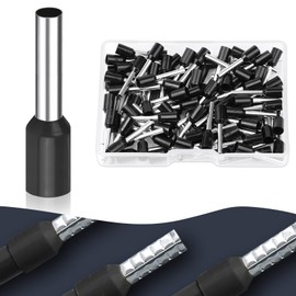 Flintronic 100Pcs Wire Ferrules kit, Electrical Connectors, Wire Terminal Ferrules Crimp Connector, Insulated Cord Pin End Terminal Crimp Ferrules Kit with Portable Box, E1512 0.15m㎡ (Black)