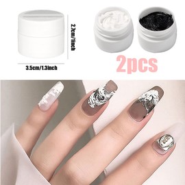 Gel Nail Set of 2 White Black Clay Gel Nail Gummy Gel Nail Town Gel Color Gel Nail Parts Gel Nail Plaster Gel 3D Nail Art Glue