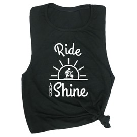 Ride and Shine Women's Workout Muscle Tee - Sleeveless Active Wear, Yoga, Gym Top for Cycling - Comfortable Workout Tank Top (Black, Large)