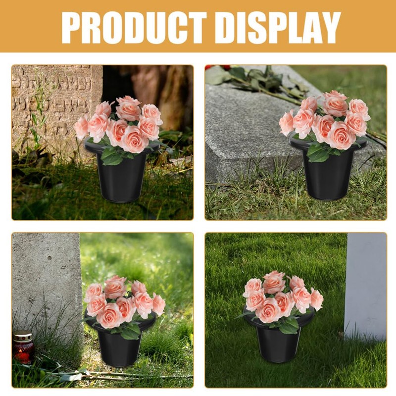 HANABASS Cemetery Grave Vase Inserts: 8pcs 16 Holes Cemetery Flowers