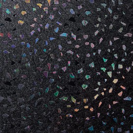 LEMON CLOUD Total Blackout Window Privacy Film,Decorative Window Film, Darkening Frosted Glass Covering 100% Opaque Removable Static Cling for High Privacy, Black Rubble Design(35.4 x 157.4 Inch)