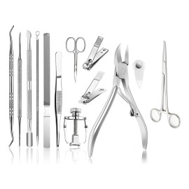 Kit De 13pzs Podólogo Alicate,pinza,guiadores Y Cucharilla