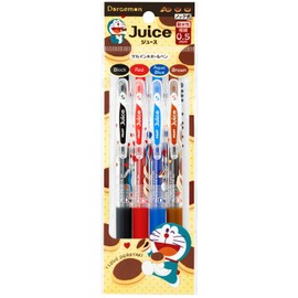 SHOWA NOTES 860214022 Doraemon Gel Ink Ballpoint Pen, Juice, B Pattern, Set of 4 Colors, 0.02 inch (0.5 mm) Ball Diameter, B Pattern