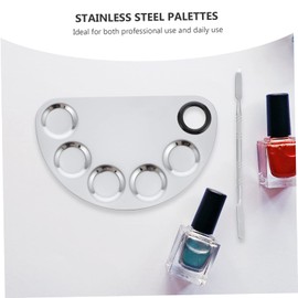 Baluue 2 Sets Stainless Steel Makeup Tool Kit Nail Art Mixing Plates for Painting for Salons Artists Personal Use Compact Portable Design