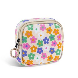 Binden Tasche Tampon Aufbewahrung Neopren-Hygienebeutel für Damenbinden Tampons Perioden Tasche Slipeinlagen Box für Unterwegs Notfalltasche Schule Mädchen Erste Periode Set Geschenke(Blumen)