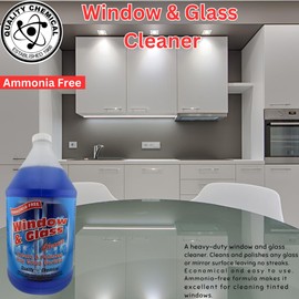 Quality Chemical Window & Glass Cleaner - Fortified without Ammonia for Sparkling, Tinted Window, and Dust Resistant Glass Surfaces - Pleasant Fragrance - Amonnia Free 128 oz (Pack of 4)