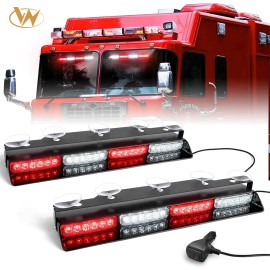 Emergency Dash Strobe Lights 2x16.8 Inch Red White 48 LED Flashing Warning Hazard Interior Windshield Light BarsLight Color: Blue/white, Rated Power: 48, Beam Angle: Spot