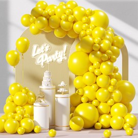 awenztech Awenztech 120pcs Yellow Balloon Arch Kit, 18 12 10 5 inch Yellow Latex Balloons Different Sizes Yellow Balloon Garland for Baby Shower Sunflower Bee Wedding Birthday Party Decorations