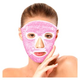 MUNSKT Cooling Mask, Gel Beads Hot Cold Soothing Therapy, Reusable Ice Mask with Elastic Band for Migraine Sinus Pain Inflammation Face Swelling