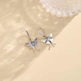 ONEFINITY Luna Moth Earrings 925 Sterling Silver Moth Dangle Earrings Jewellery Gifts for Women Girls, Sterling Silver, No Gemstone