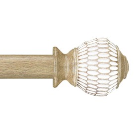 Byondeth Curtain Rods for Windows 16 to 144 Inches Adjustable Length 1 Inch Diameter Window Curtain Rod with Wood Grain Leaf Pattern Finials,for Heavy Duty Curtains Rods
